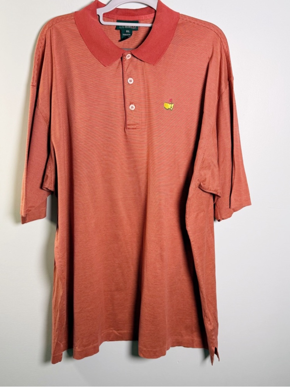 Masters Short-Sleeve Polo in Rust Orange Stripe Mens XXL Italy Cotton
